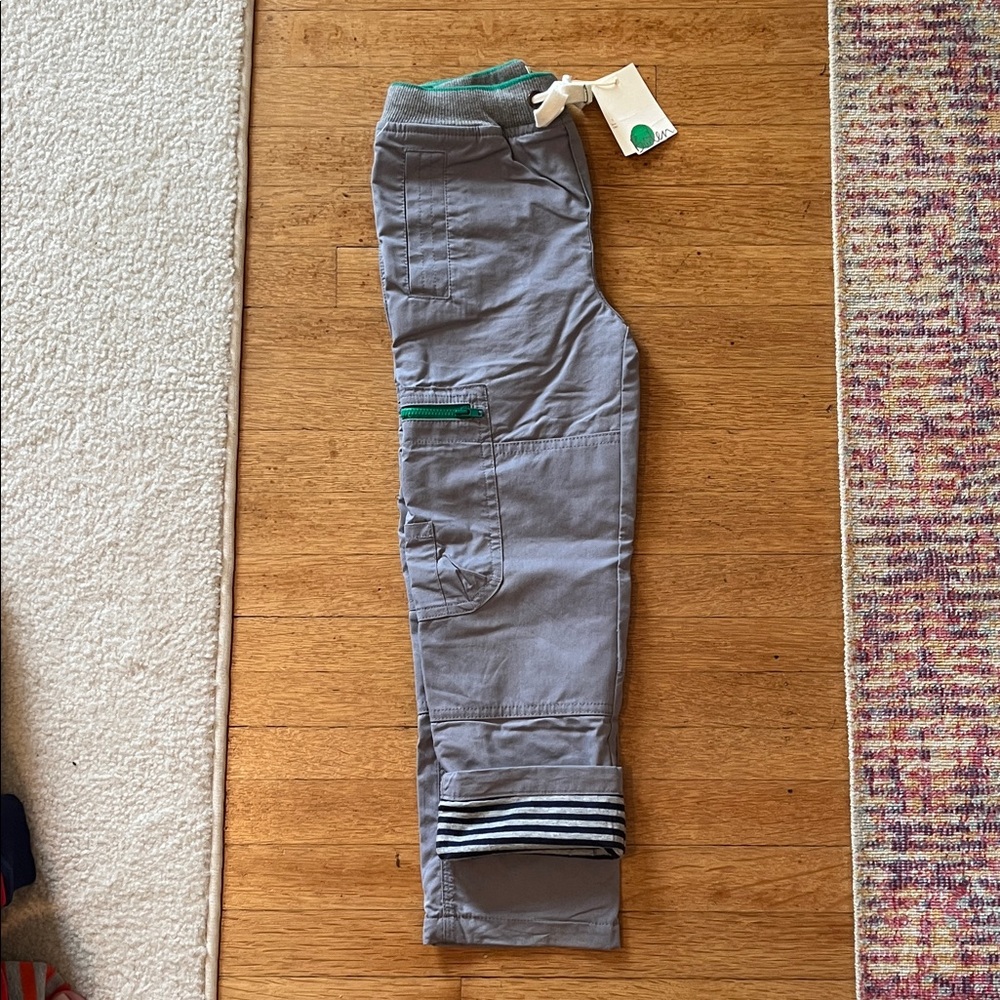 Mini Boden lined Gray Pants with Green Trim